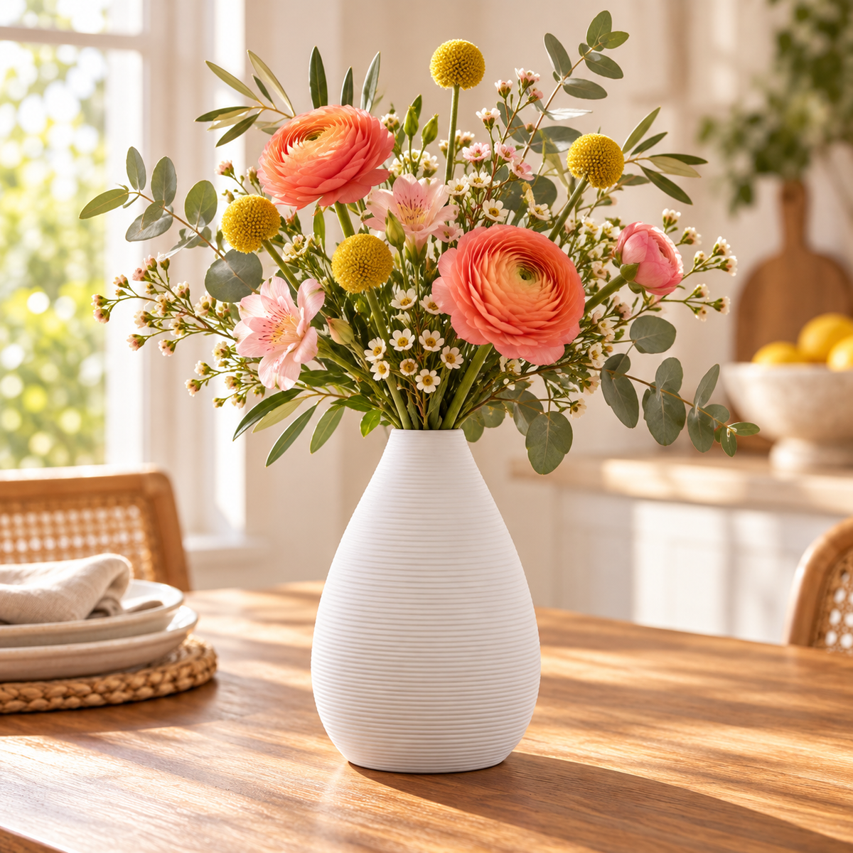 Prienne Bellied Ceramic Ribbed Vase