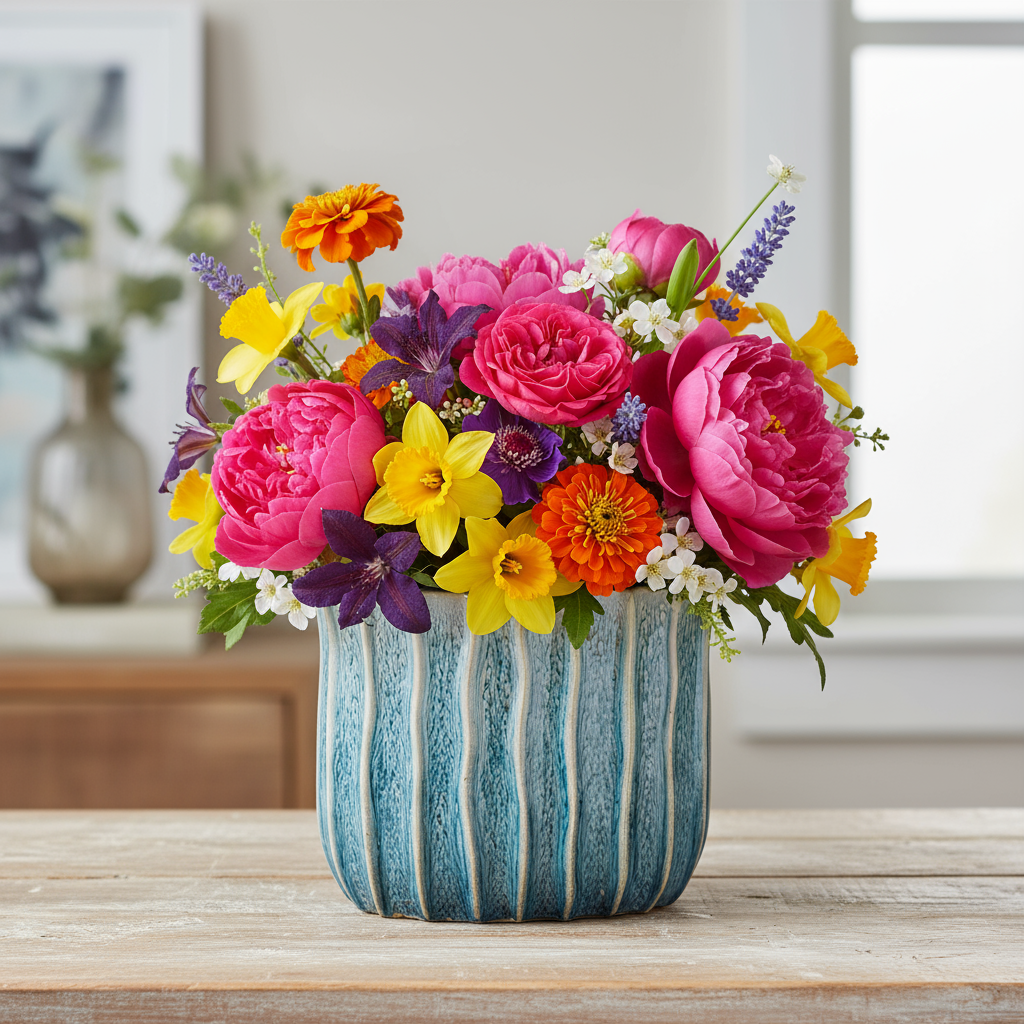 Audrey Ceramic Tall Oval Vase