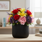 Jayella Ceramic Oval Vase with Debossed Overlay Column Pattern