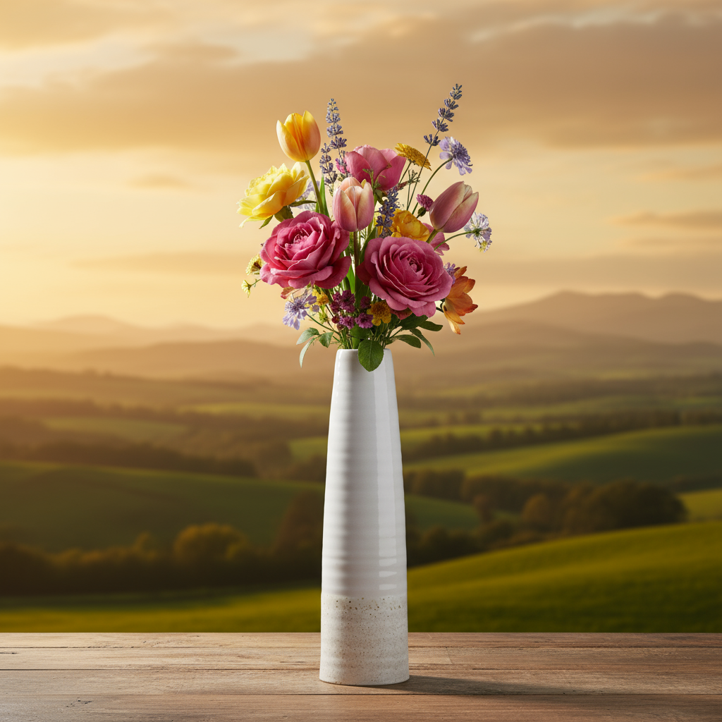 Calliope Ceramic Tall Round Vase