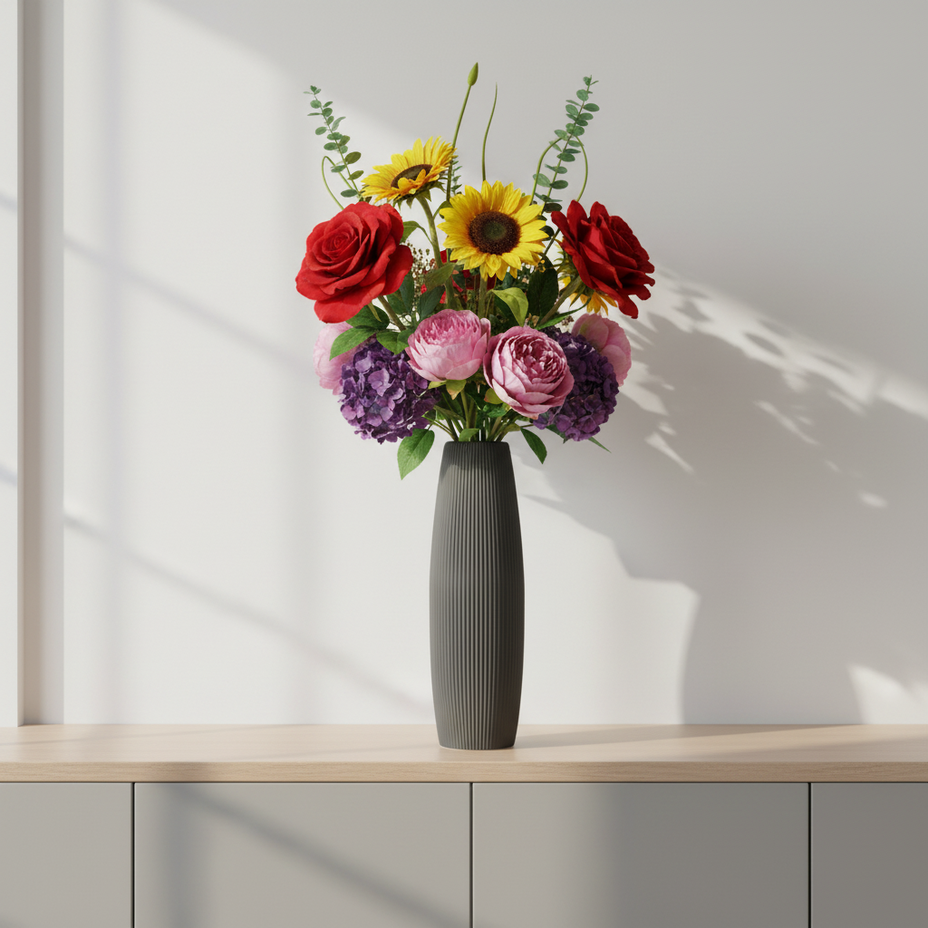 Esther Ribbed Ceramic Bellied Vase