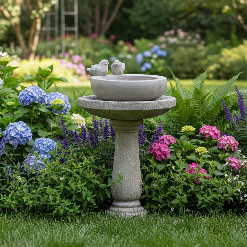 Leia Bird Bath Round Cement Figurine