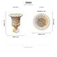 Product dimension diagram for a stone-style urn planter, showing front and top views with measurements in inches on a white background.