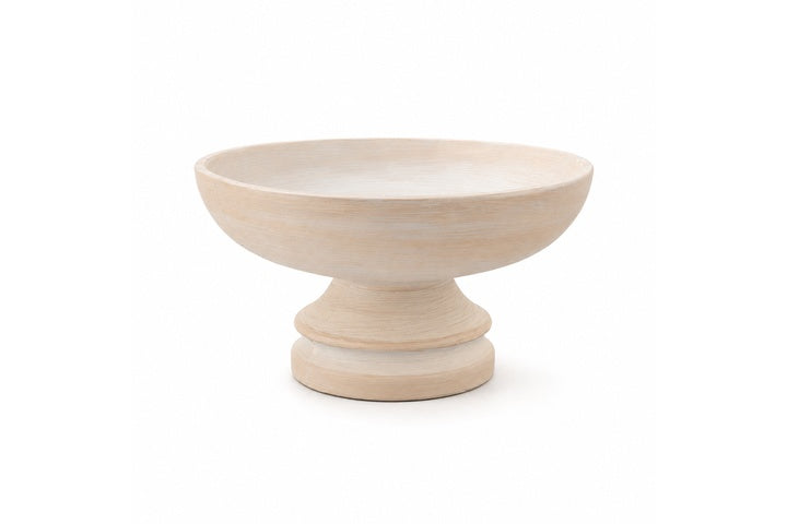 Cement Compote Elevated Wide Bowl with Short Pedestal