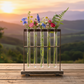 Jaelyn Metal Clustered Hanging Bud Vase Holder with Glass Tubes