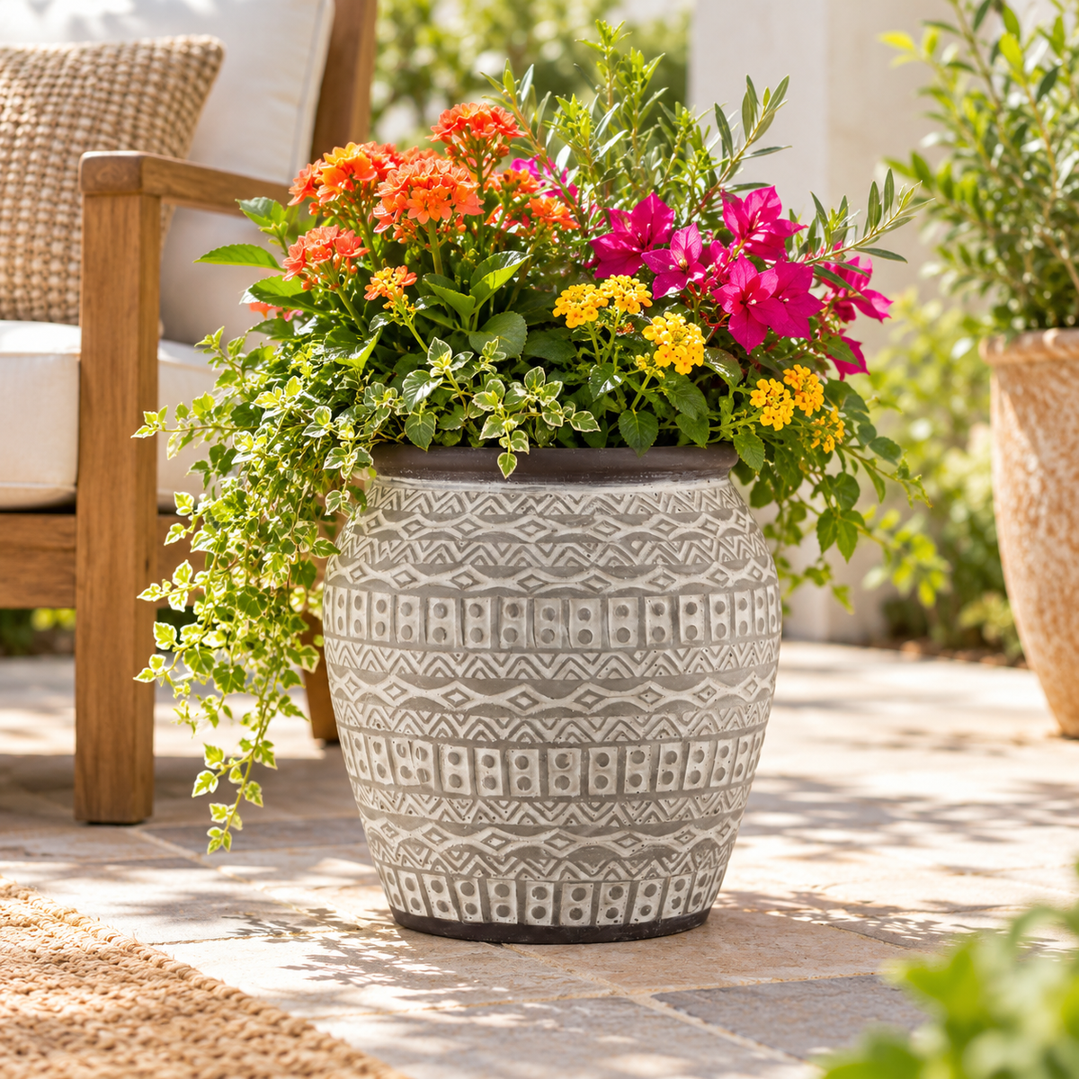 Fernanda Tribal Pattern Cement Vase