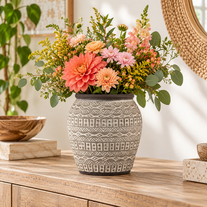 Fernanda Tribal Pattern Cement Vase