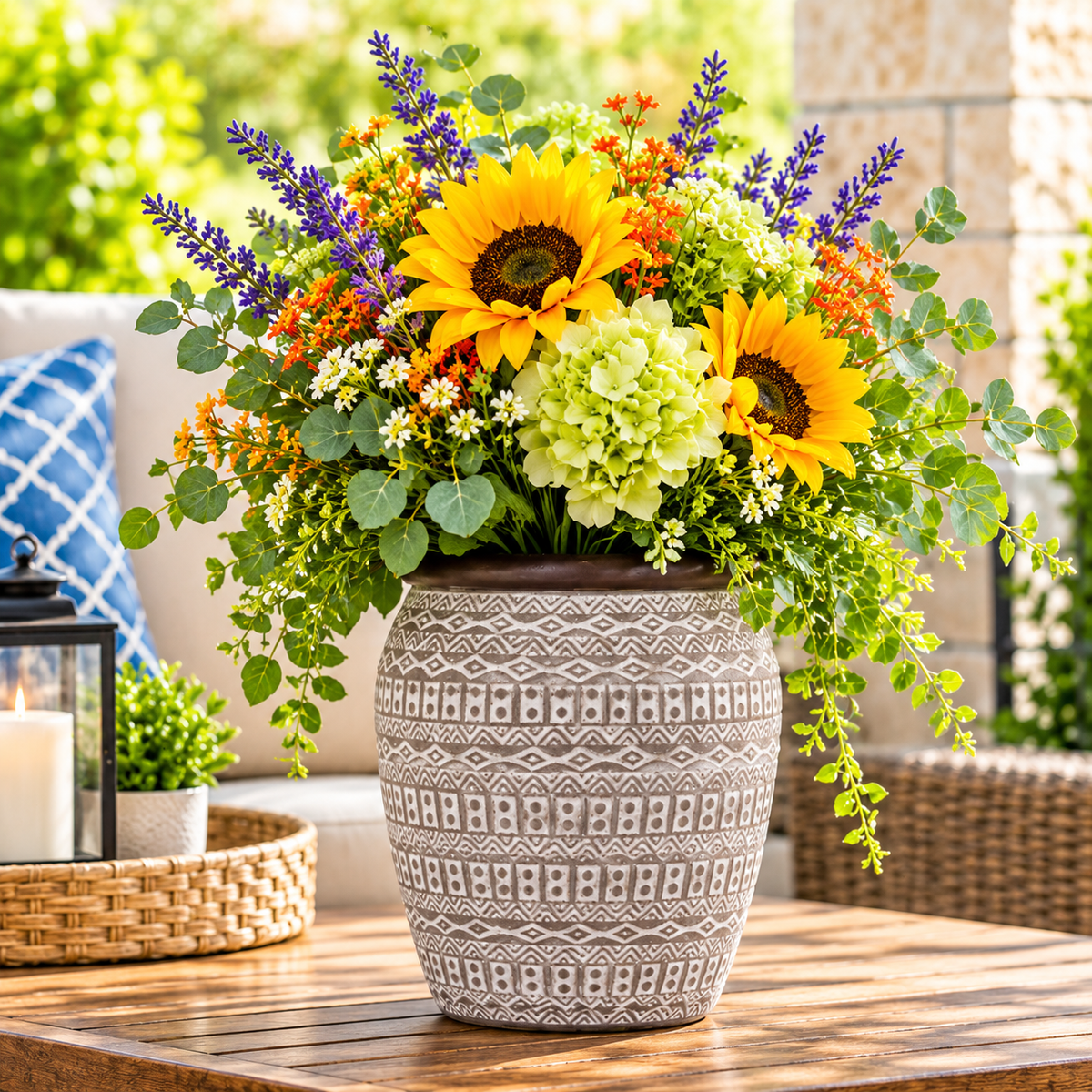 Fernanda Tribal Pattern Cement Vase