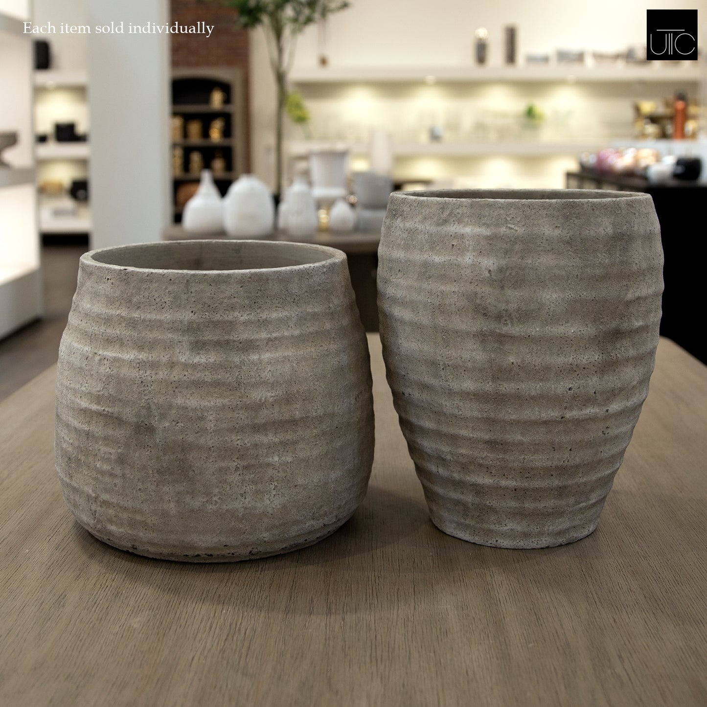 Zane Ribbed Cement Planter