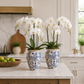 STILL IN PORT - Chinoiserie Ceramic Vase With All-Over Floral Vine Motif and Flared Distressed Rim