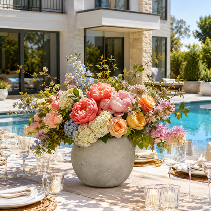 Tien Bulbous Orb Cement Planter