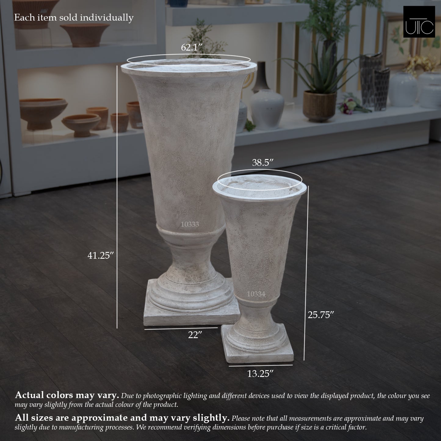 Niya Classic Fiberglass Urn Planter with Pedestal