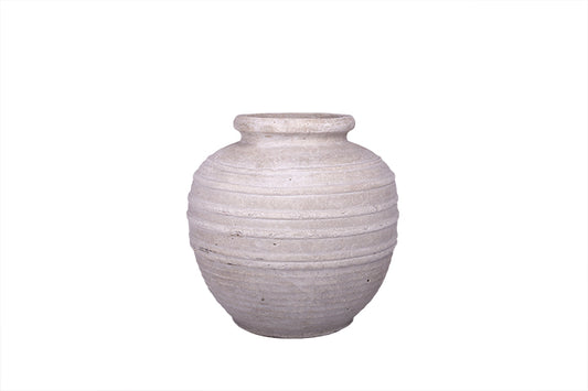 Terracotta Bulbous Ribbed Style Horizontal Pattern Distressed Glaze