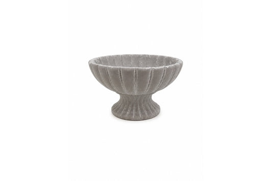 Cement Compote Bowl On Stand Concrete Finish Gray 4.00"H
