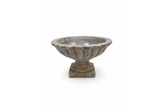 Cement Compote Bowl On Stand Concrete Finish Gray