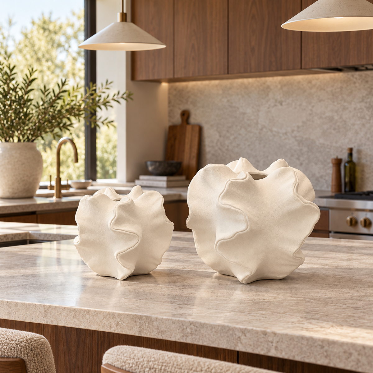 Freya Four-Lobe Sculptural Ceramic Vase