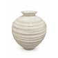 Ripple-Ridged Ceramic Vase With Fine Horizontal Grooves and Rounded Ovoid