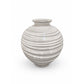 Ripple-Ridged Ceramic Vase With Fine Horizontal Grooves and Rounded Ovoid