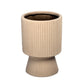 Oksana Ribbed Stoneware Vase with Tapered Pedestal Base