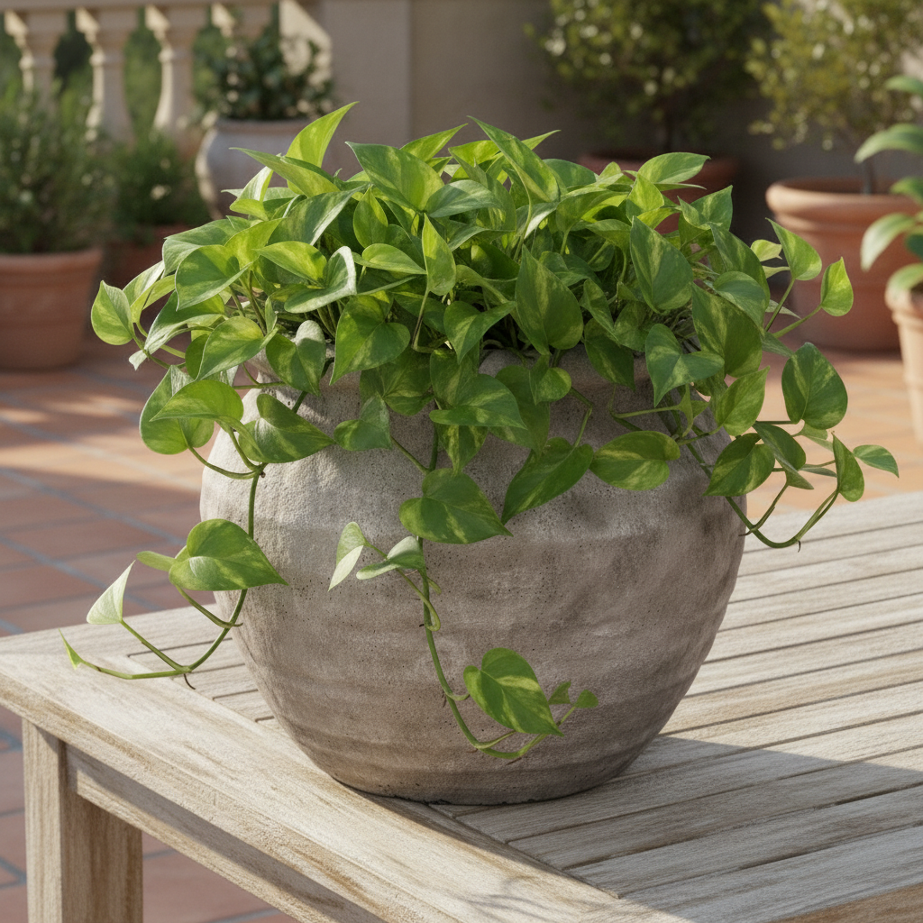 Della Rustic Jar-Style Cement Planter