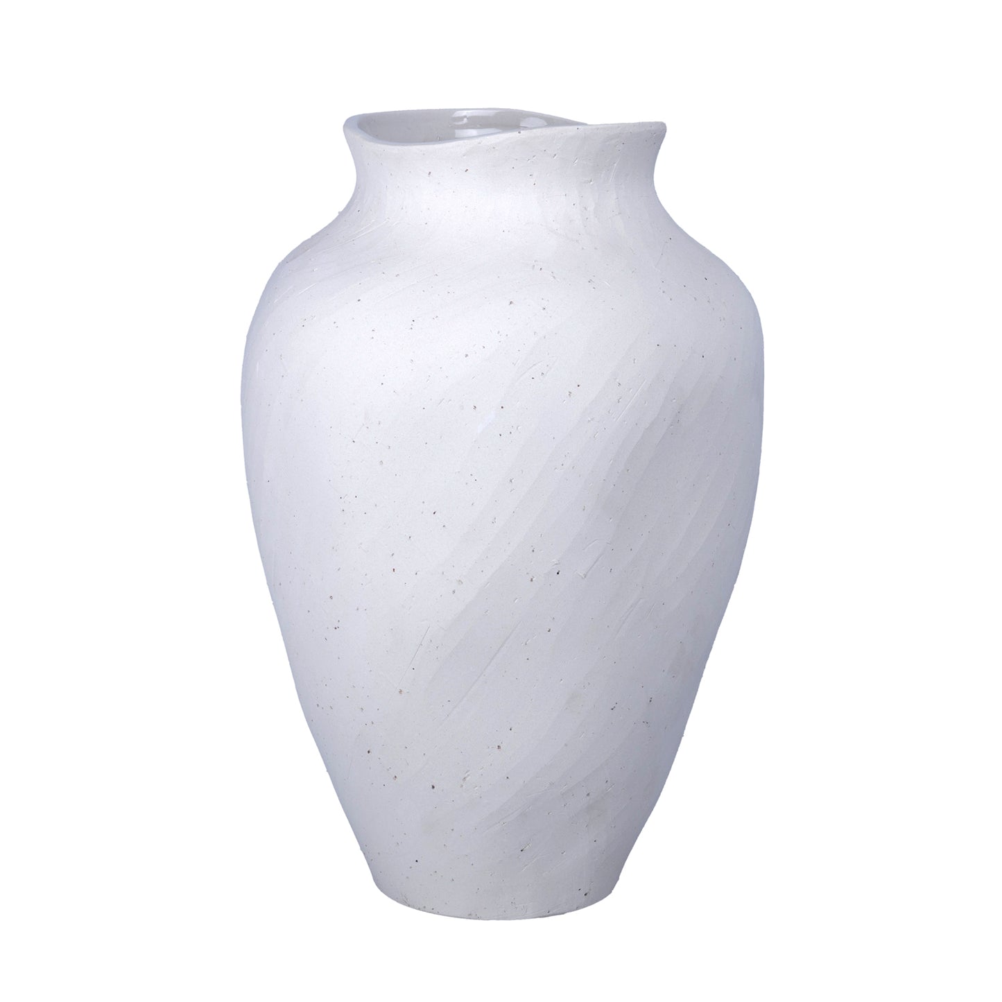 River Handcrafted Textured Urn Vase with Wavy Rim