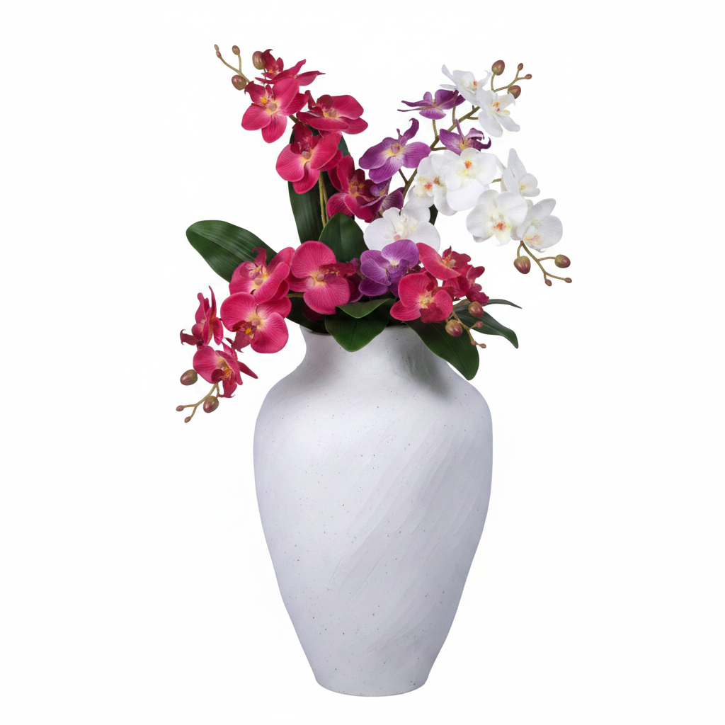 River Handcrafted Textured Urn Vase with Wavy Rim