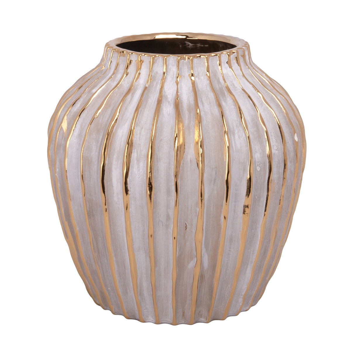 Darice Ribbed Ceramic Decorative Vase