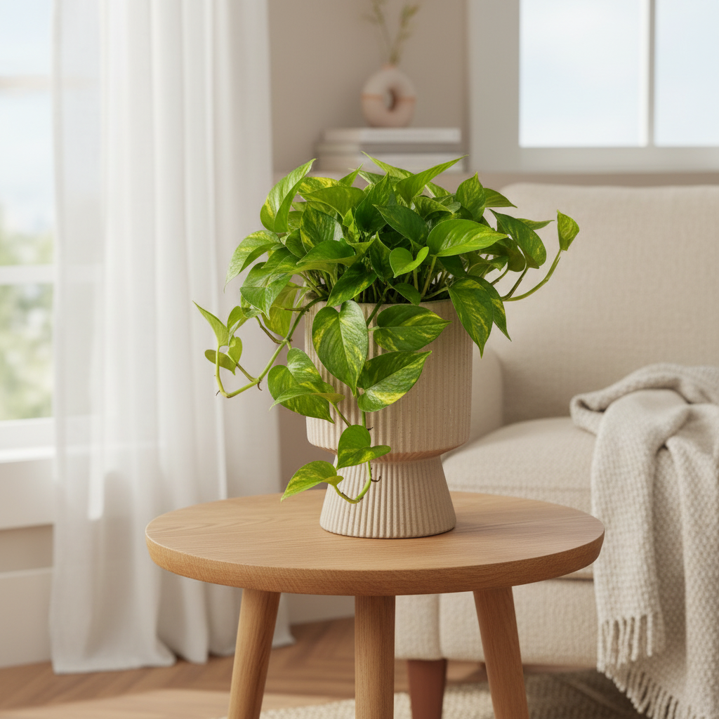 Oksana Ribbed Stoneware Vase with Tapered Pedestal Base