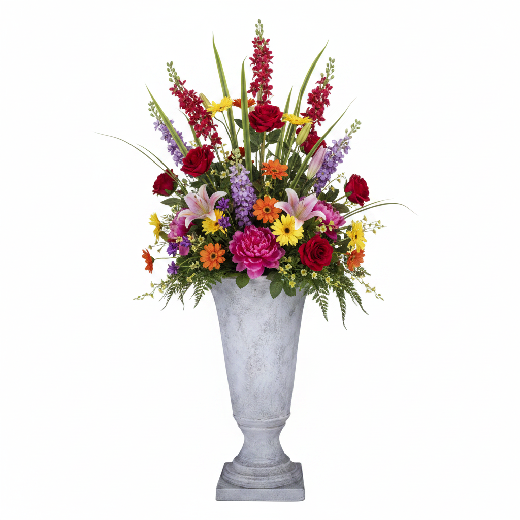 Niya Classic Fiberglass Urn Planter with Pedestal
