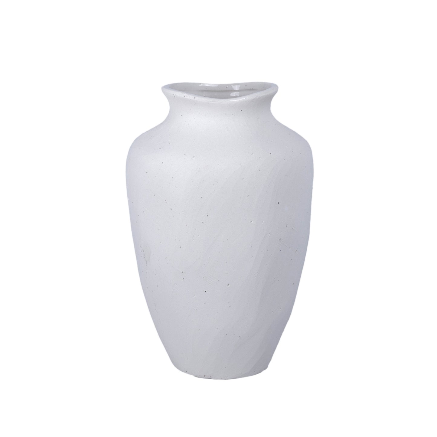 River Handcrafted Textured Urn Vase with Wavy Rim