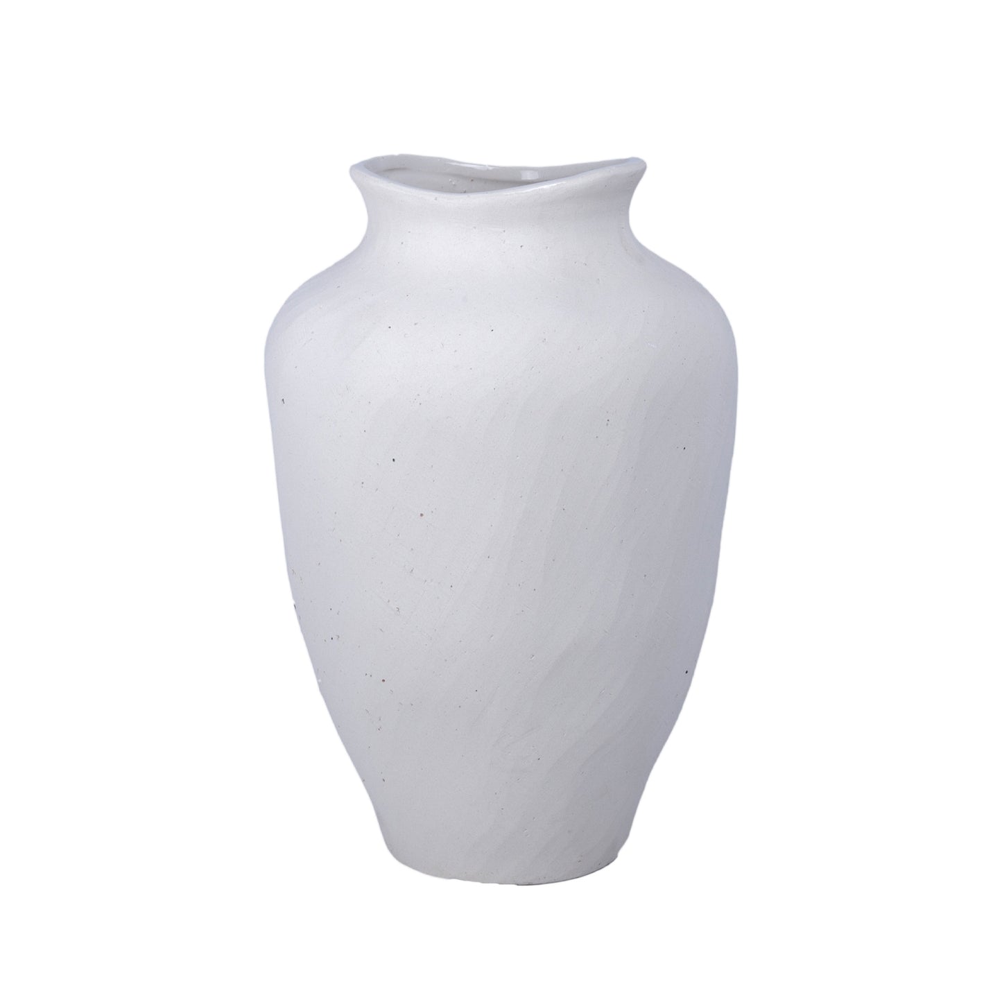 River Handcrafted Textured Urn Vase with Wavy Rim