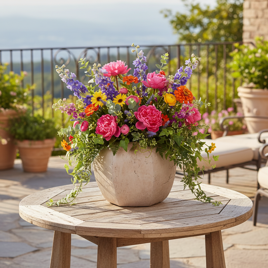 Misu Handcrafted Faceted Terracotta Planter Vase