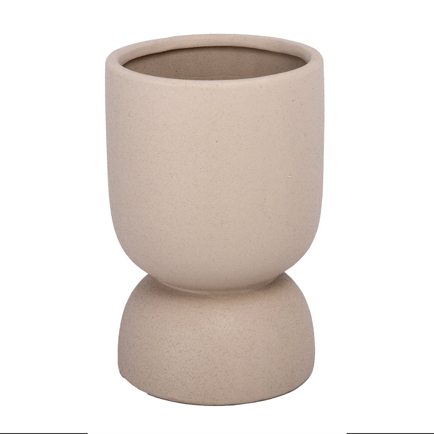 Feya Sculpted Stoneware Pot with Pedestal Base