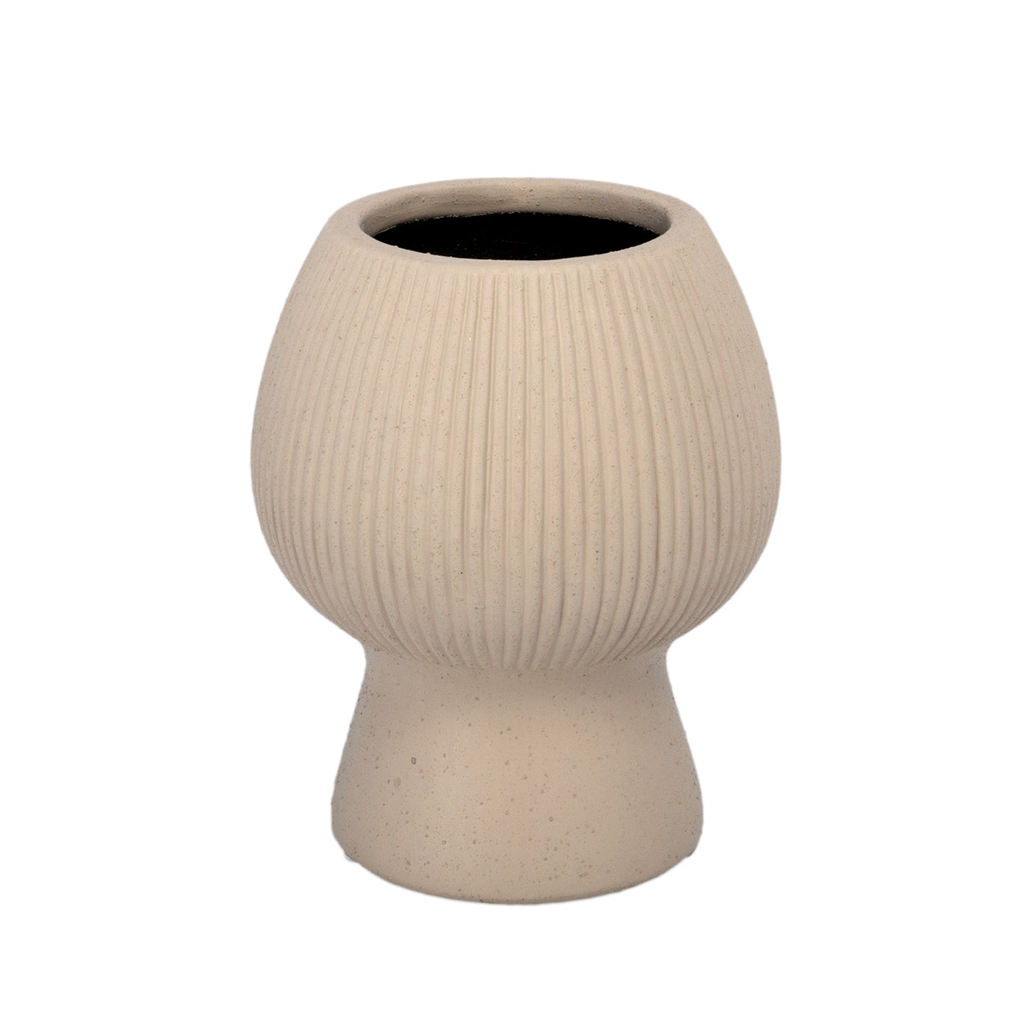 Zoryana Sculpted Stoneware Pot with Pedestal Base