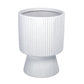 Oksana Ribbed Stoneware Vase with Tapered Pedestal Base