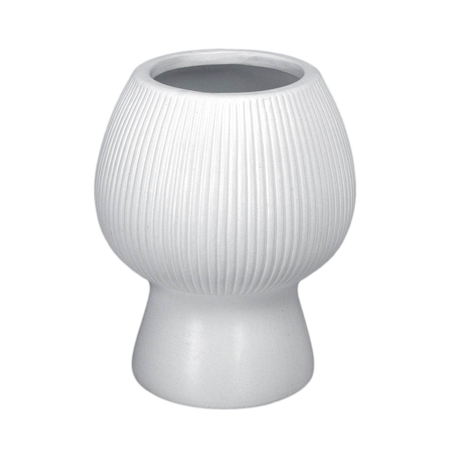 Zoryana Sculpted Stoneware Pot with Pedestal Base