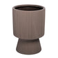 Oksana Ribbed Stoneware Vase with Tapered Pedestal Base