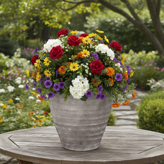 Zane Ribbed Cement Planter