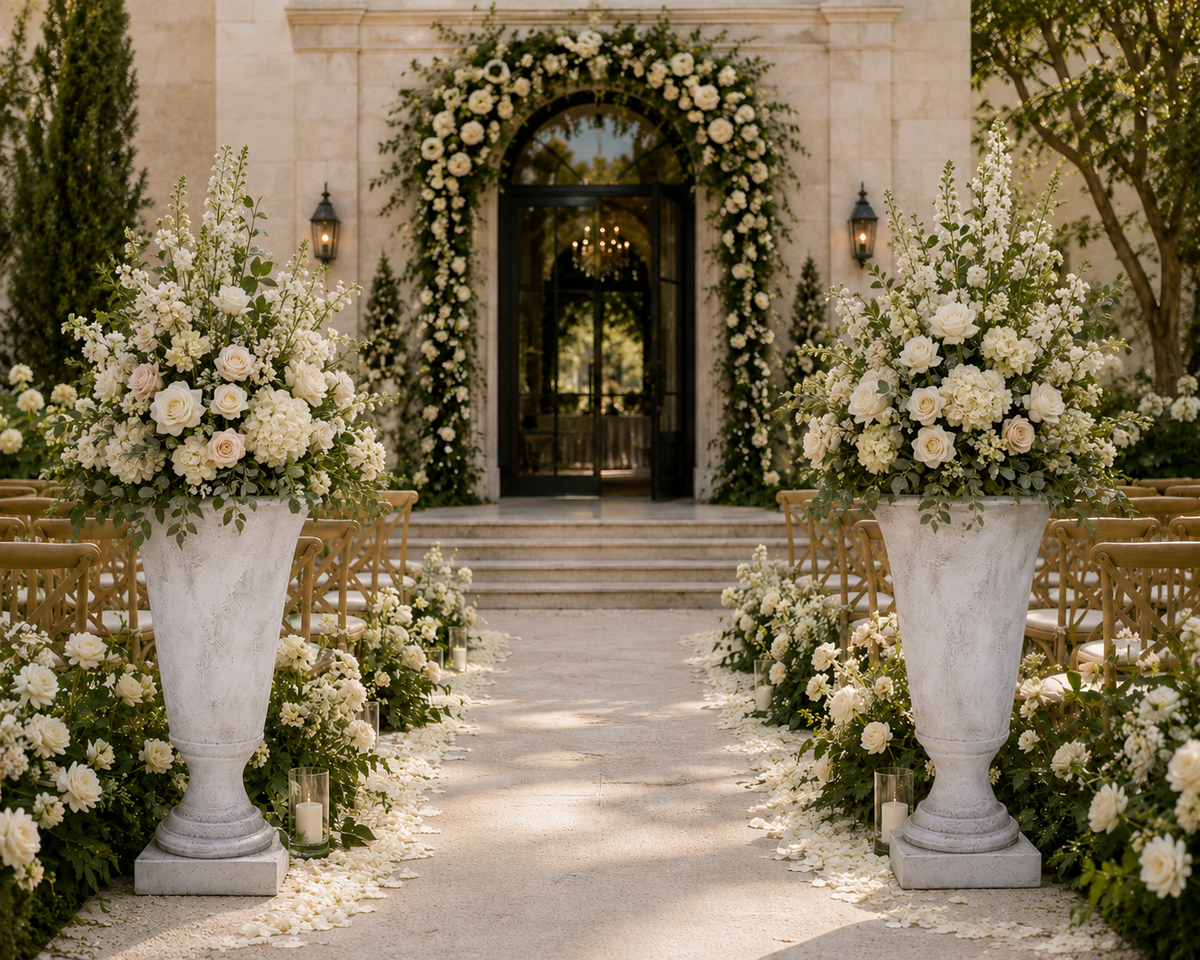 Niya Classic Fiberglass Urn Planter with Pedestal