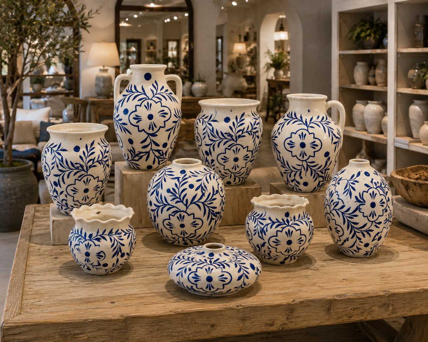 Ami Chinoiserie Single-Handled Ceramic Vase