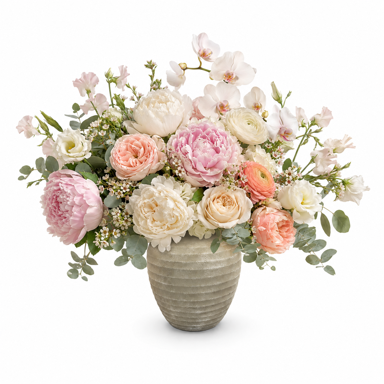 Kira Ribbed Amphora-Style Cement Planter