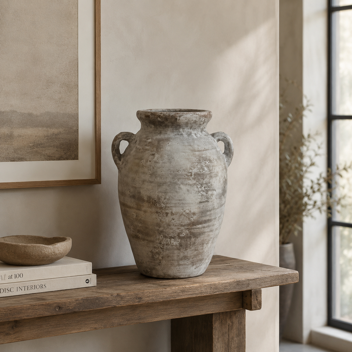 Alizée Round Ceramic Vase with Handles