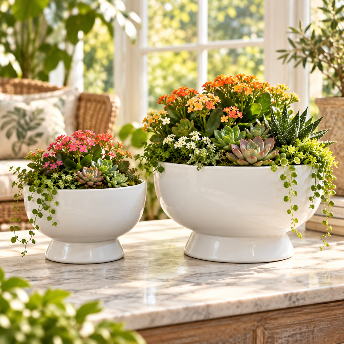 Alla Pedestal Ceramic Bowl (Set of 2)