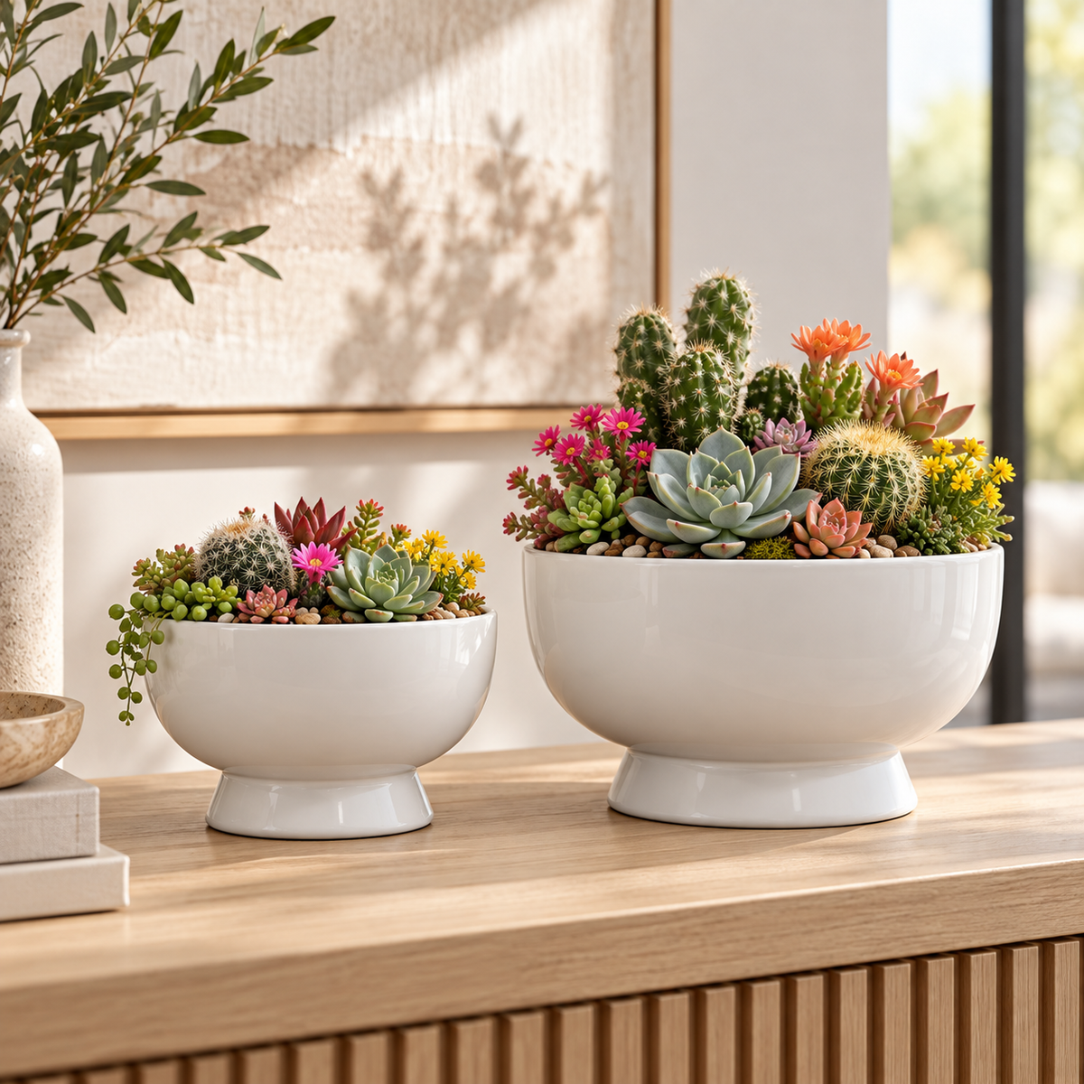 Alla Pedestal Ceramic Bowl (Set of 2)