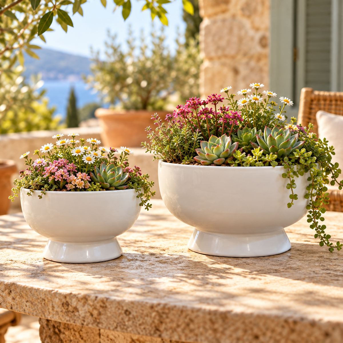 Alla Pedestal Ceramic Bowl (Set of 2)