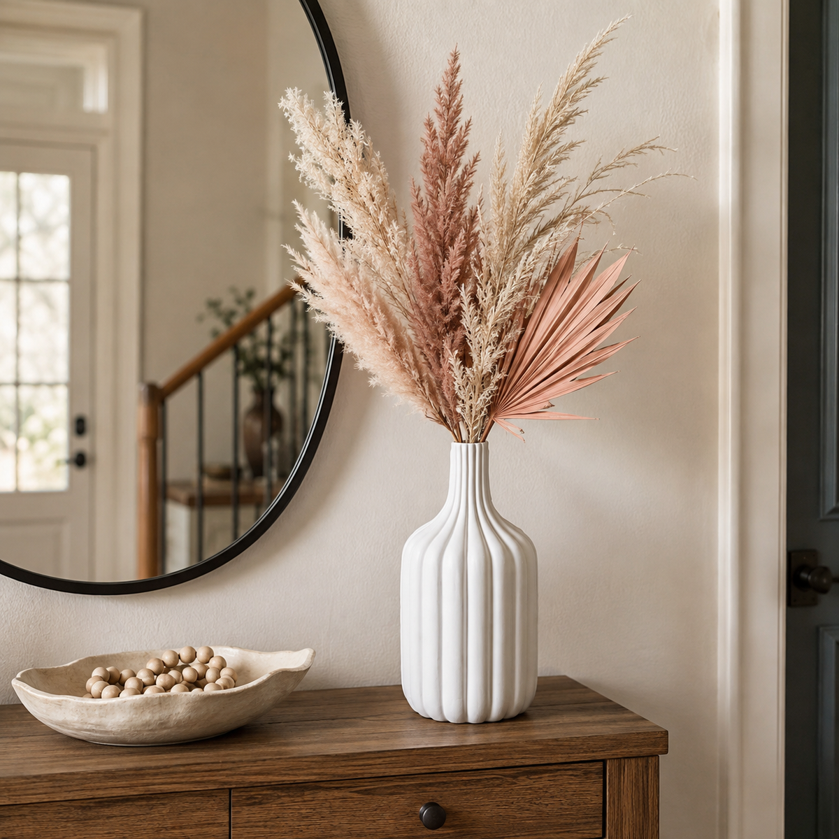 Andi Ribbed Ceramic Bottle Vase