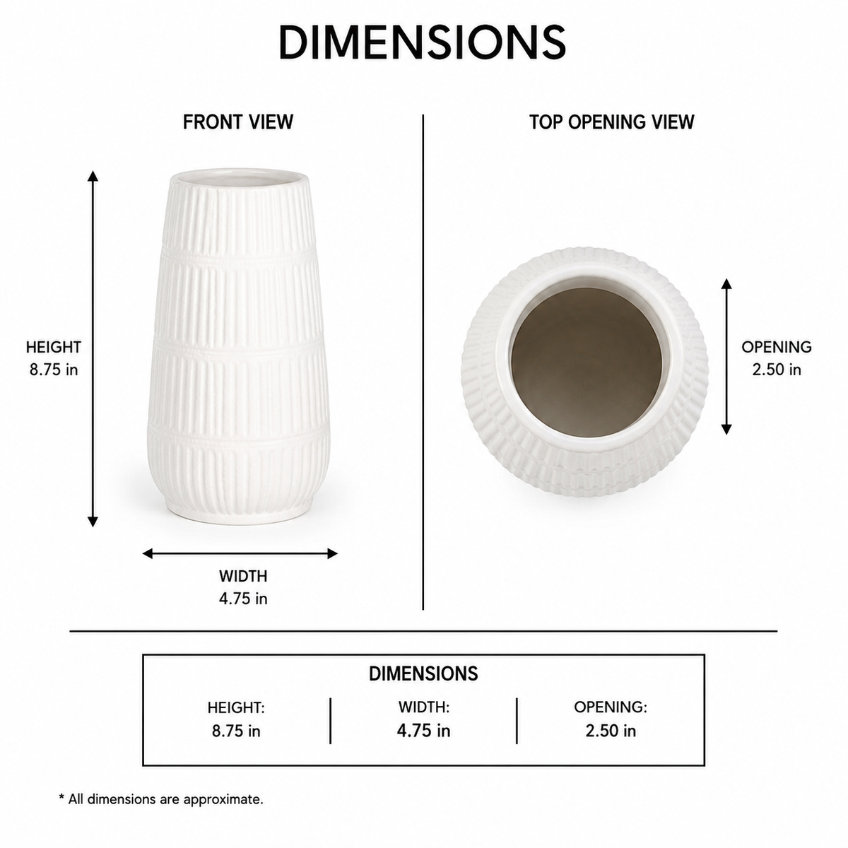 Axalie Ribbed Ceramic Cylinder Vase