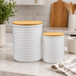 Briora White Weave Ceramic Canisters with Lids (Set of 2)