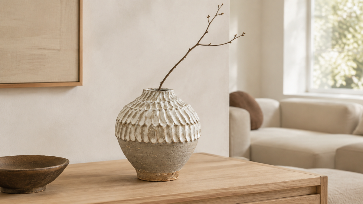 Sera Scalloped Ceramic Vase