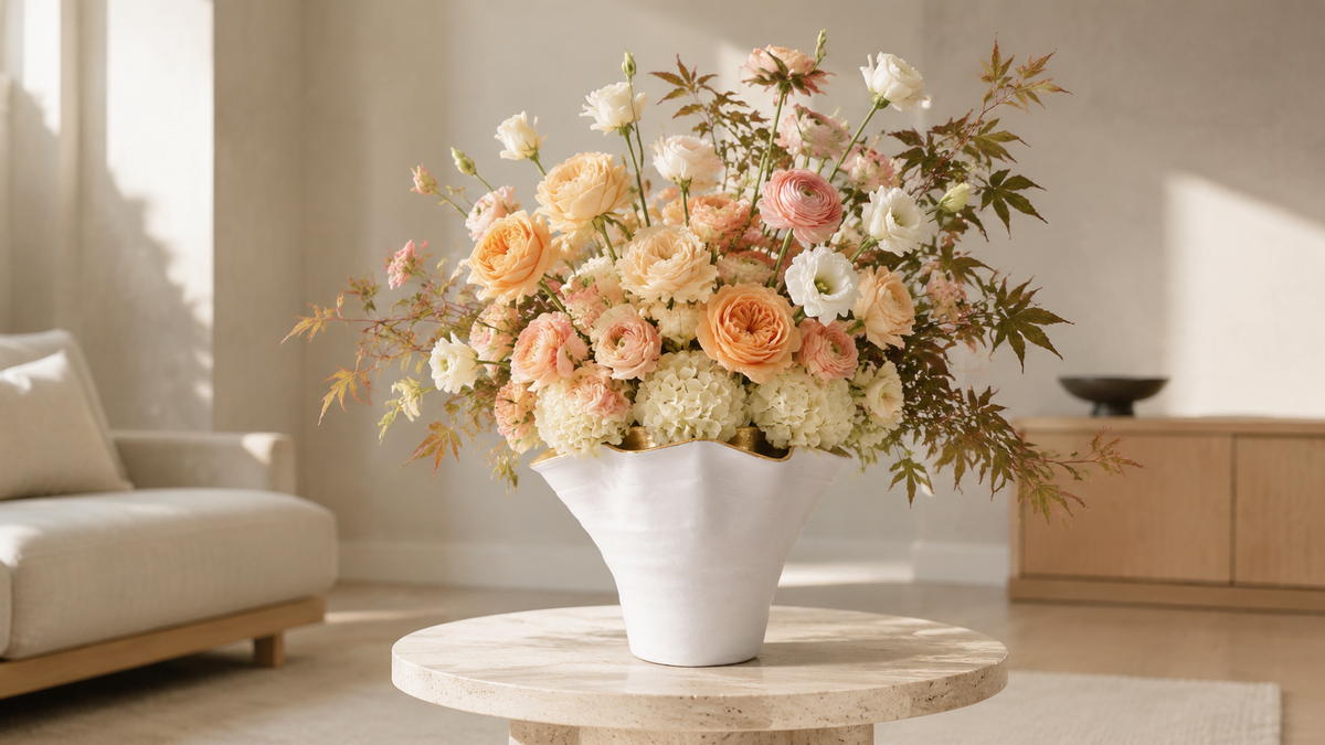 Ulysse Ruffled Rim Ceramic Vase